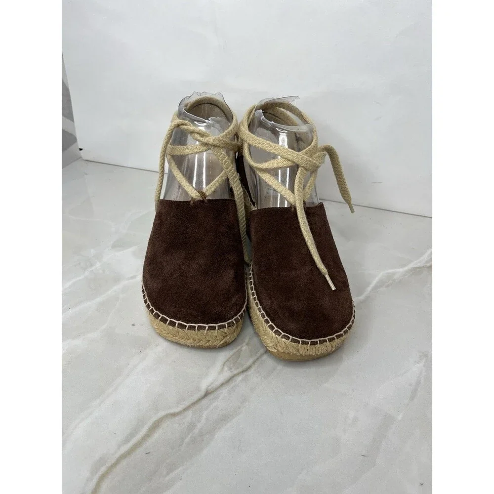 J. Jill Women Brown Suede Soft Leather Espadrille Wedge Heel Platform Sz 7 Shoes